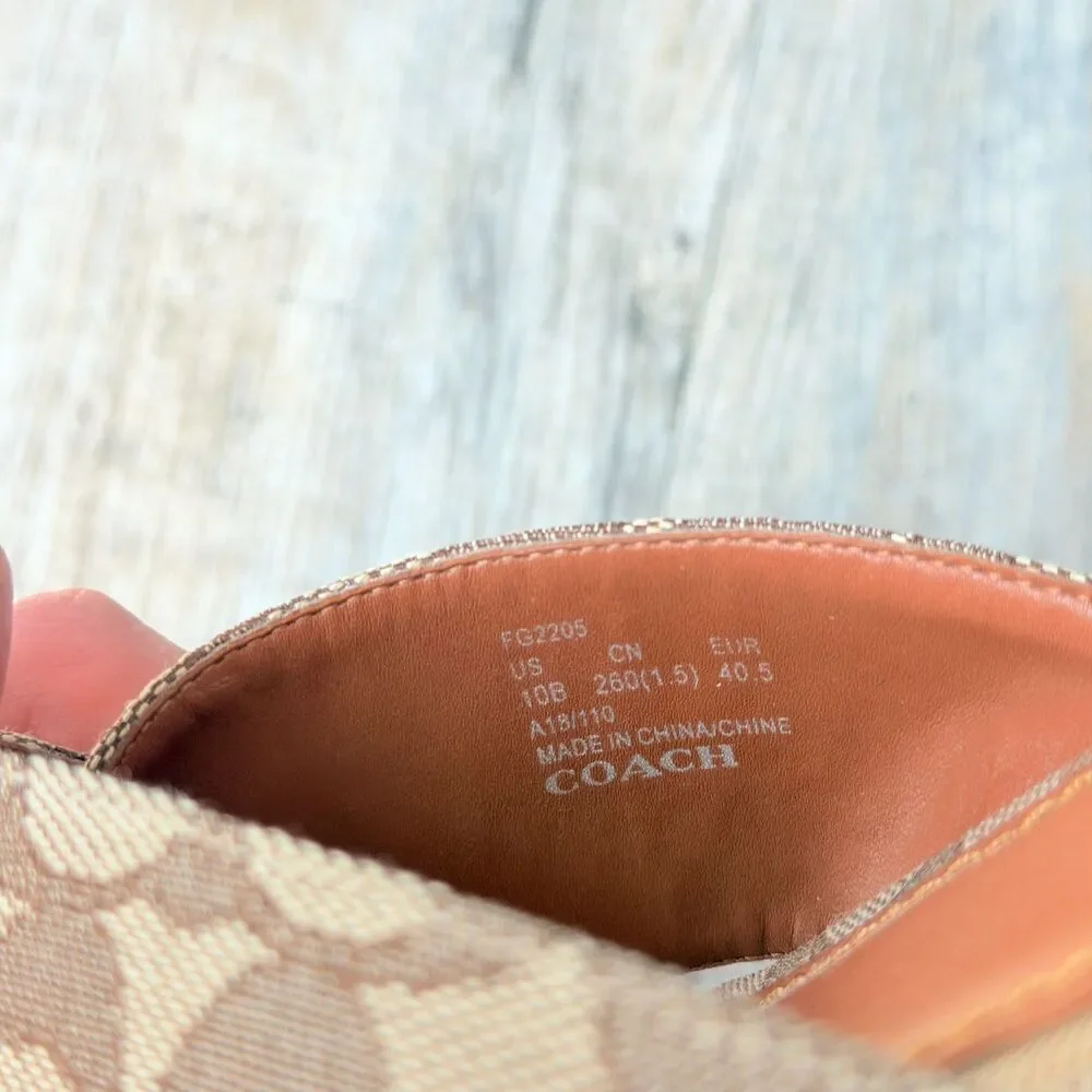 Coach Signature Espadrille Wedge Sandals Brown Tan Y2K Size 10B Vintage